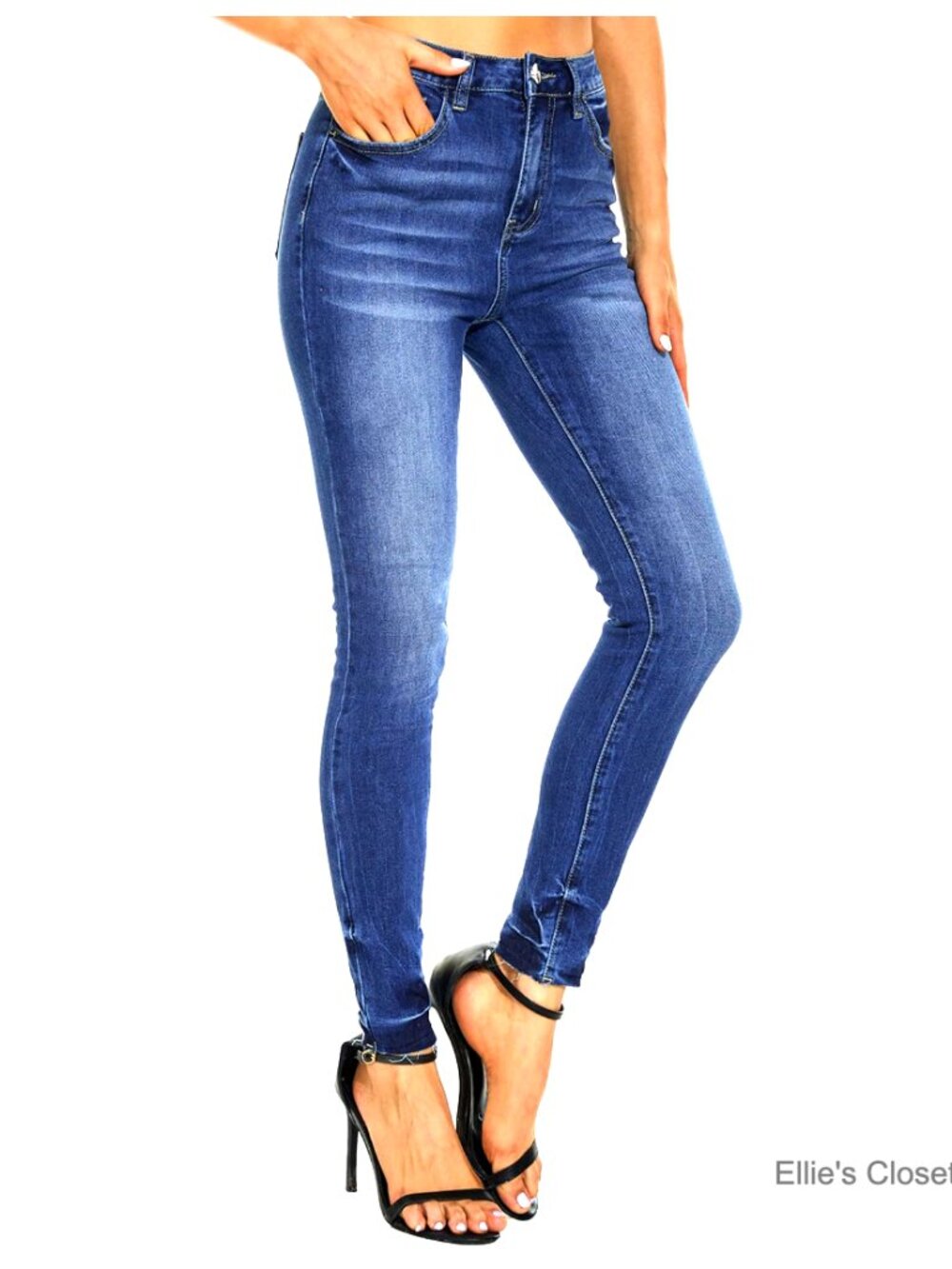 High Waisted Skinny Stretch Denim Jeggings Distressed Soft Slim Fit